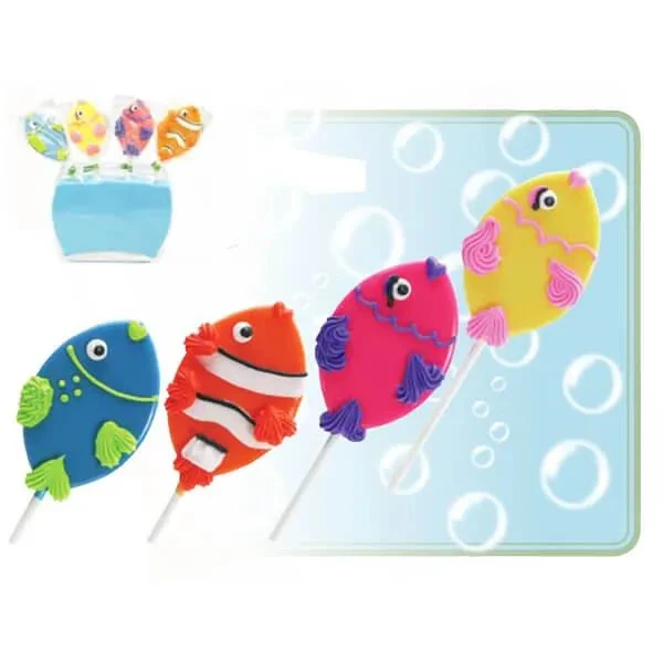 Assorted Tropical Fish Hard Candy Lollipops: 12-Piece Pack - Image 2