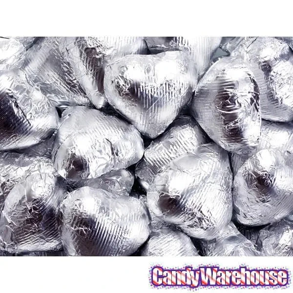 Foiled Milk Chocolate Hearts - Silver: 2LB Bag - Image 2