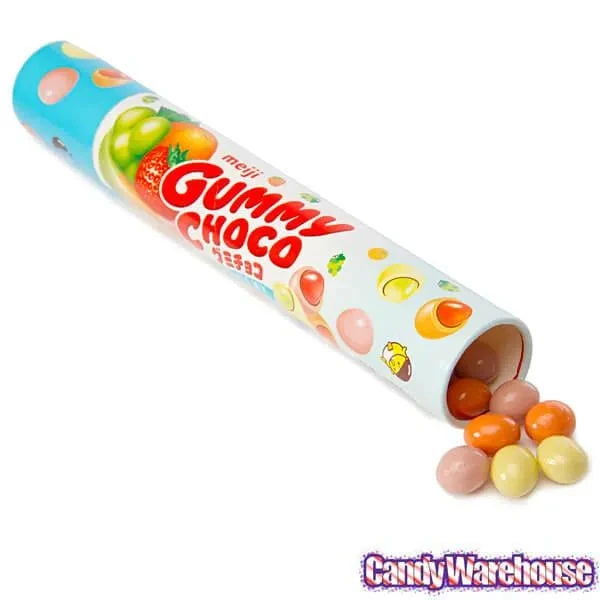 Meiji Chocolate Covered Gummy Fruits Candy: 50-Piece Tube - Image 2