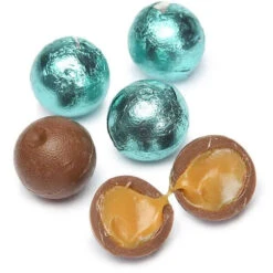 Palmer Foiled Caramel Filled Chocolate Candy Balls - Robin Egg Blue: 5LB Bag