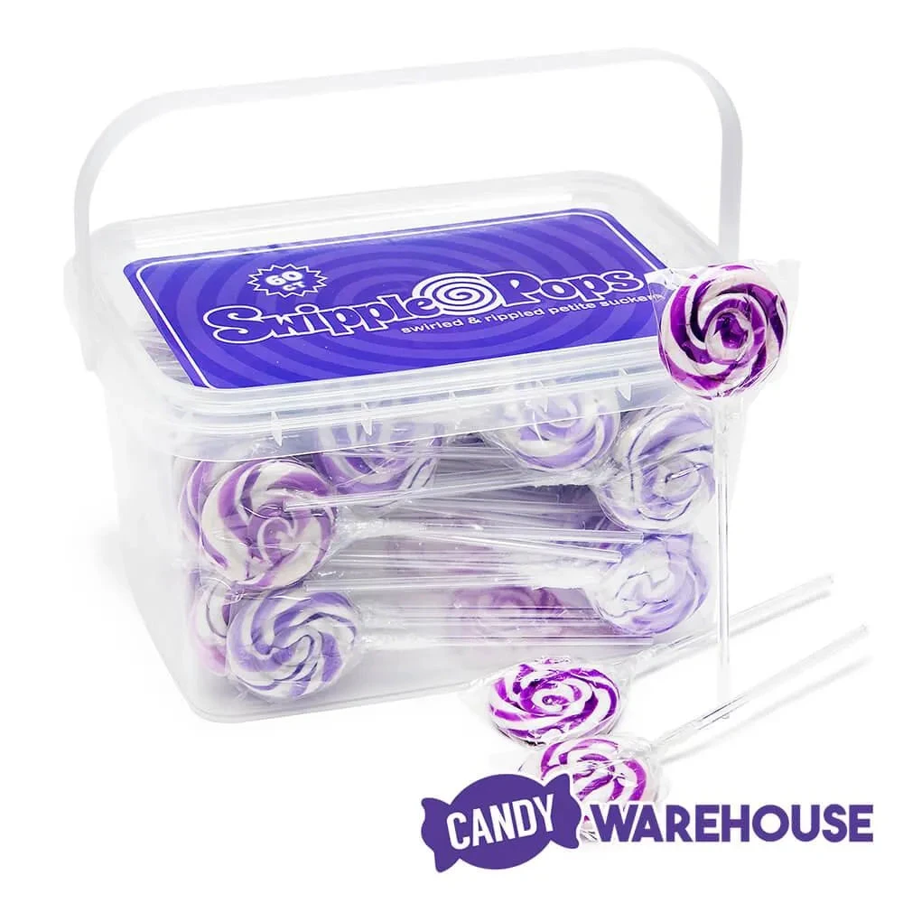 Swipple Pops Petite Swirl Ripple Lollipops - Purple Grape: 60-Piece Tub - Image 2