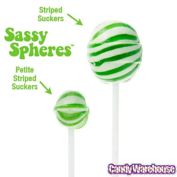 YumJunkie Sassy Spheres Lime Green Striped Ball Lollipops - Petite: 400-Piece Bag - Image 2